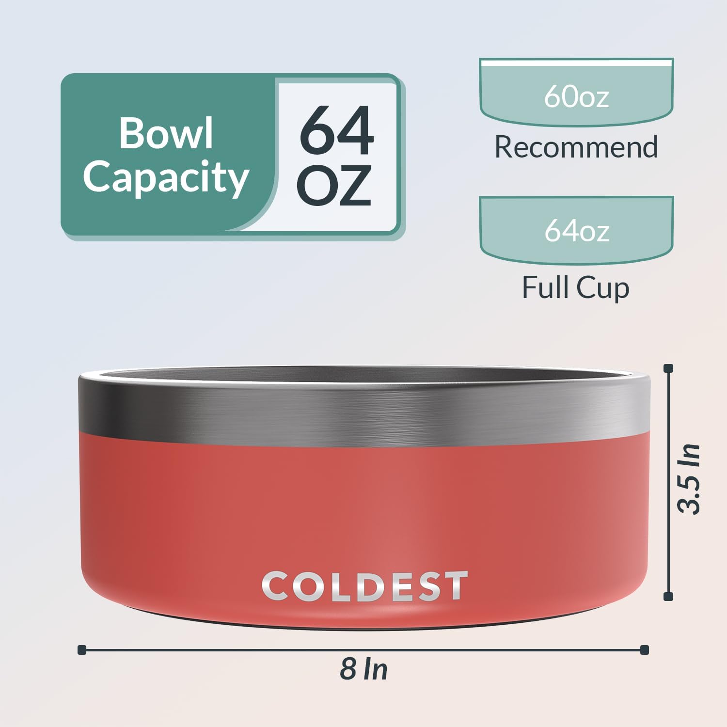 Coldest Dog Bowl - Anti Rust Metal, Non Slip, 3 Layers Insulated Stainless Steel Dog Bowls - Spill Proof & Heavy Duty - Water Bowl for Dogs, Cats & Pets, Dish Washer Safe (64 oz, Crimson Red) - Image 4