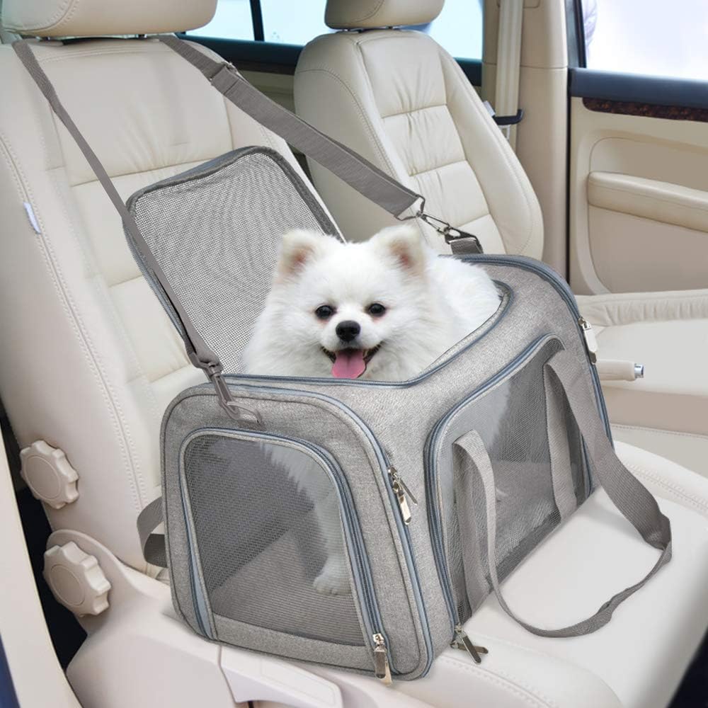 Henkelion Cat Carriers Dog Carrier Pet Carrier For Small / Medium Cats Dogs Puppies (Up To 15lbs), TSA Airline Approved Small Dog Carrier Soft Sided, Collapsible Waterproof Travel Puppy Carrier - Grey - Image 6