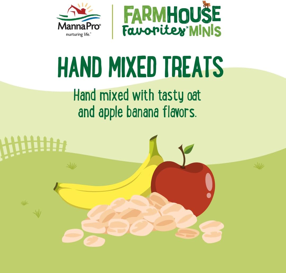 Manna Pro Farmhouse Favorites Mini Horse & Mini Donkey Treats –Baked Snack for Mini Horses & Mini Donkeys – Hand Mixed Treat – Oats, Apple & Banana Flavored – 3lb Bag - Image 2