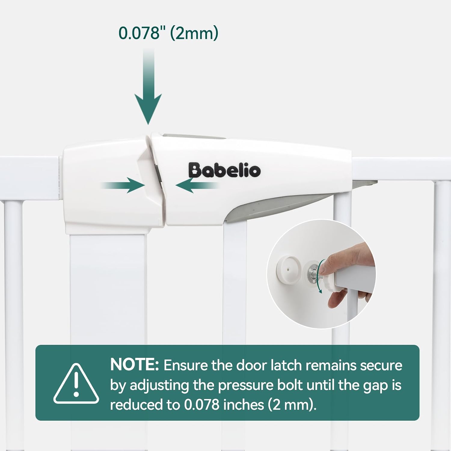 Babelio Upgraded Baby Gate with Adjustable Cat Door, CatPrivilege Ⅲ, 29-43" Auto Close Durable Dog Gate for Stairs, Doorways and House, Easy Walk Thru Safety Gate with Pet Door, White - Image 9