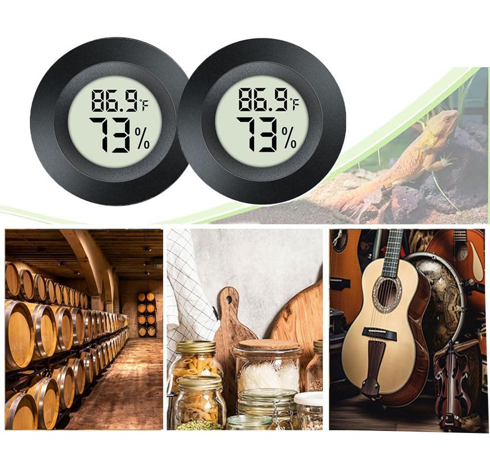 JEDEW 2 Pack Hygrometer Thermometer Digital Humidity Meter Indoor/Outdoor Humidity Monitor Reptile Thermo-Hygrometer for Greenhouse Humidors Terrarium Jars, Fahrenheit (℉) /Celsius(℃) (2) - Image 6