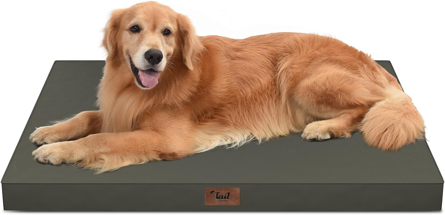 Waterproof Orthopedic Outdoor Dog Bed XL for Extra Large Dogs | Egg Crate Foam for Joint Support, TPU Waterproof Layer, Machine Washable 1680D Oxford Cover, 44 x 32 Inch, Up to 90 lbs