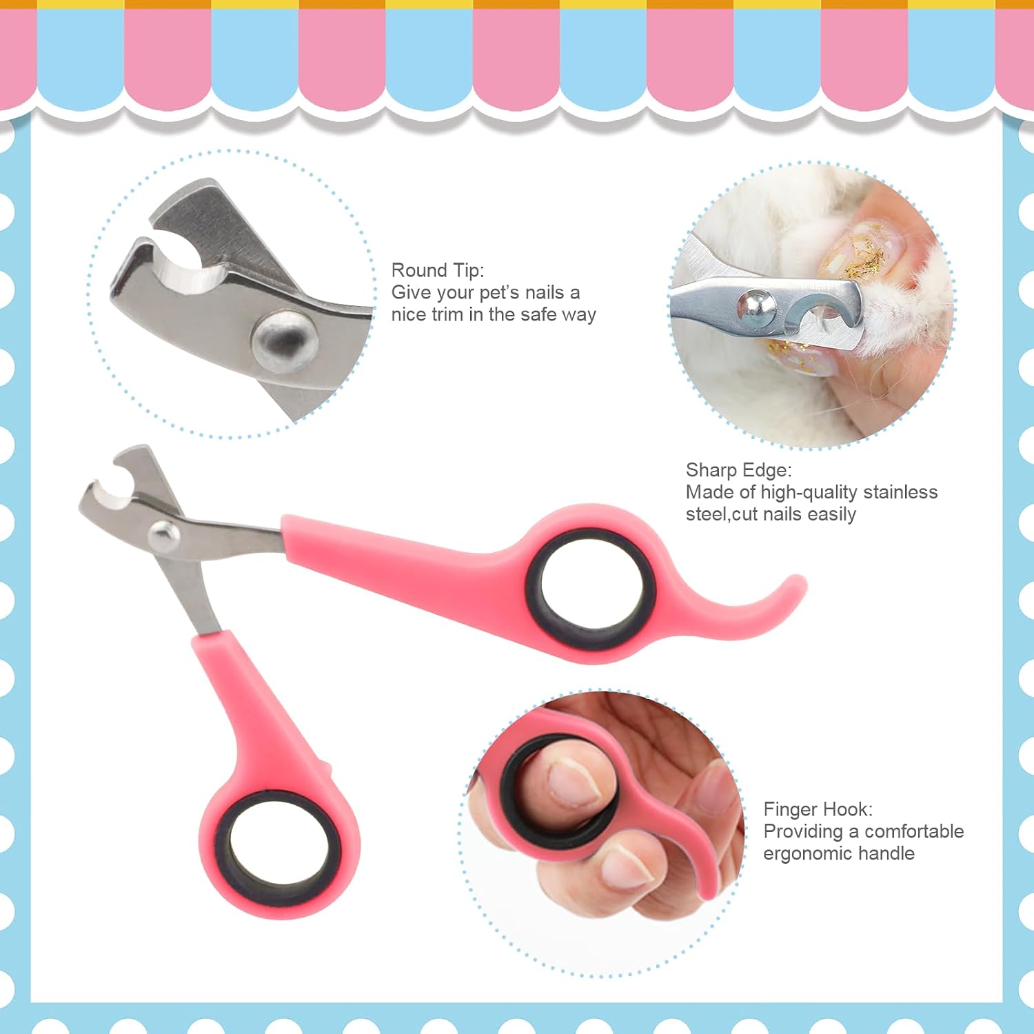 Rabbit Grooming Kit, Rabbit Brush for Shedding with Bunny Nail Clipper, Rabbit Nail Trimmers with Pet Combs for Hamster Guinea Pig Ferret by KALAMANDA(Pink) - Image 4
