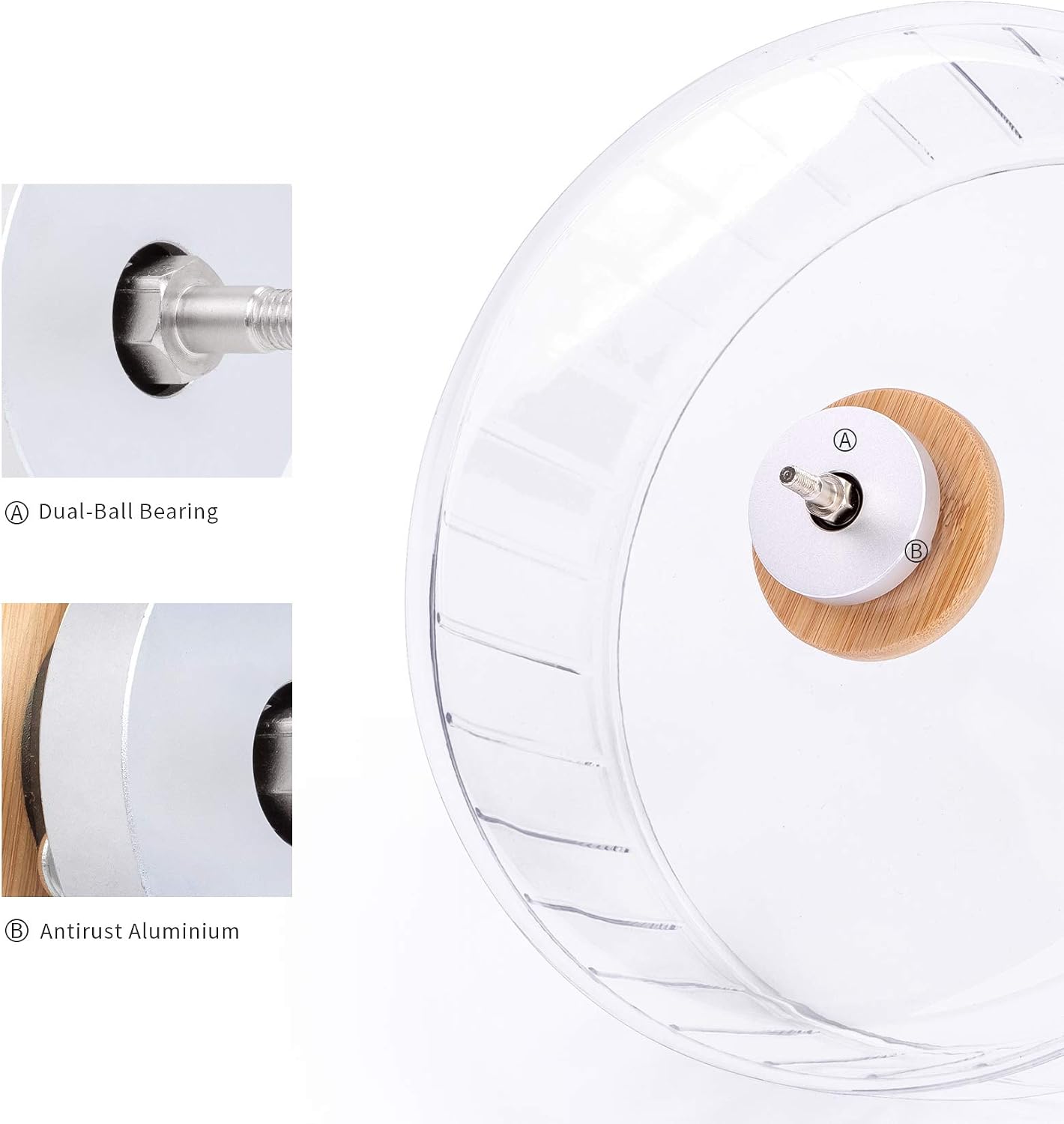 Niteangel Super-Silent Hamster Exercise Wheels: - Quiet Spinner Hamster Running Wheels with Adjustable Stand for Hamsters Gerbils Mice Or Other Small Animals (S, Transparent) - Image 7