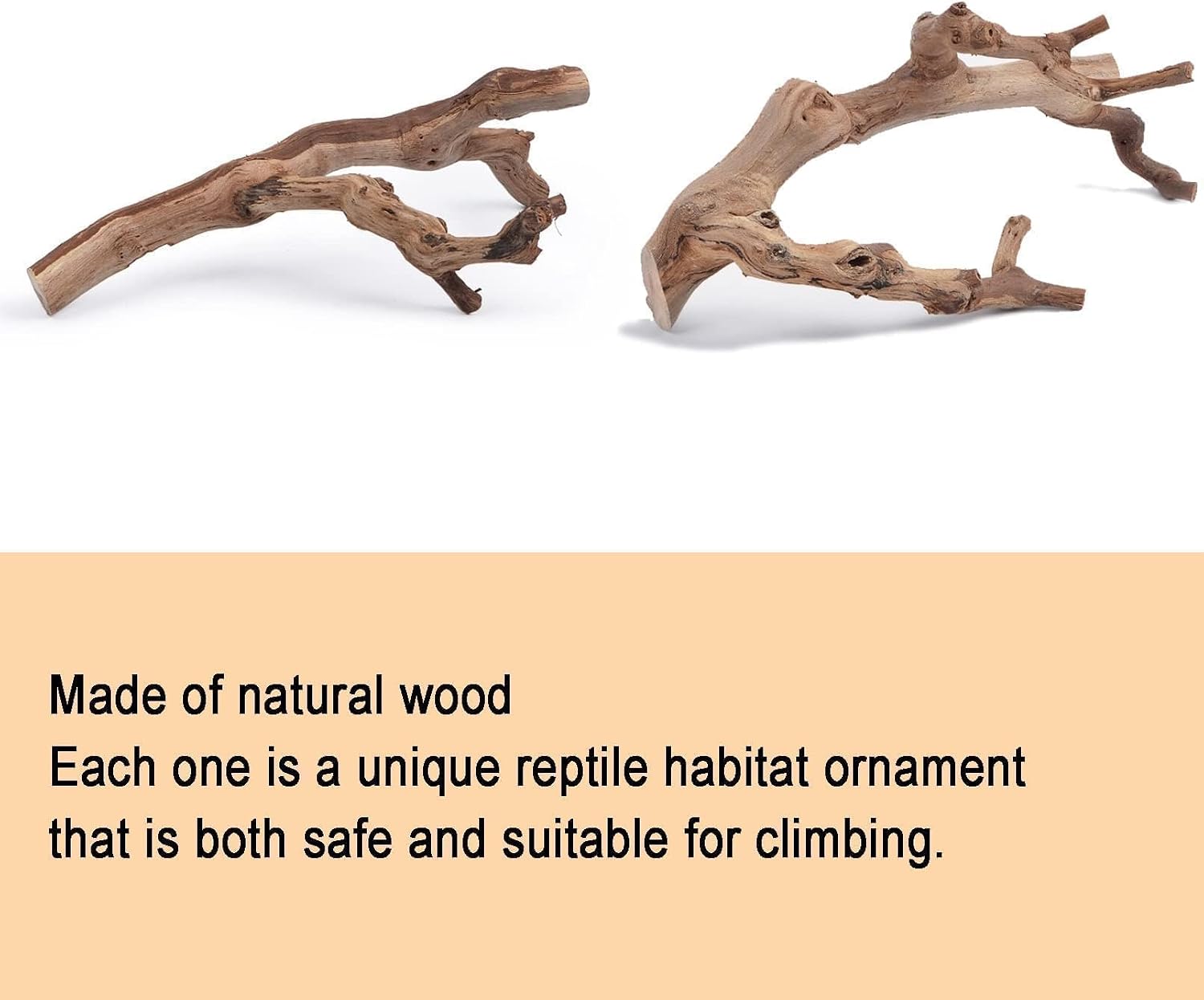 BNOSDM 2PCS Reptile Wood Branches Decor,Lizard Habitat Natural Wood Decoration,Snake Climbing Branch Accessories,Terrarium Tree Trunk Ornament for Bearded Dragon Gecko Frog Chameleon Spider - Image 4