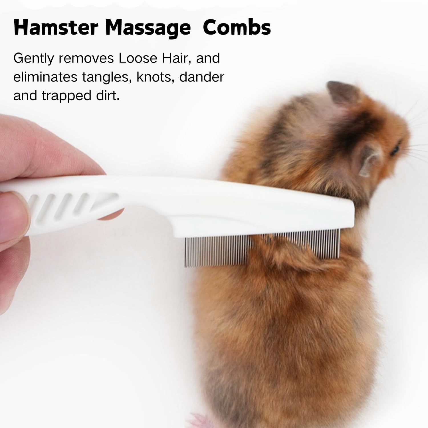 Stainless Steel Rounded Teeth Grooming Comb for Small Pets - Massage and Cleaning Tool for Chinchillas, Ferrets, Guinea Pigs, Rabbits (2 Pack, White) - Image 7