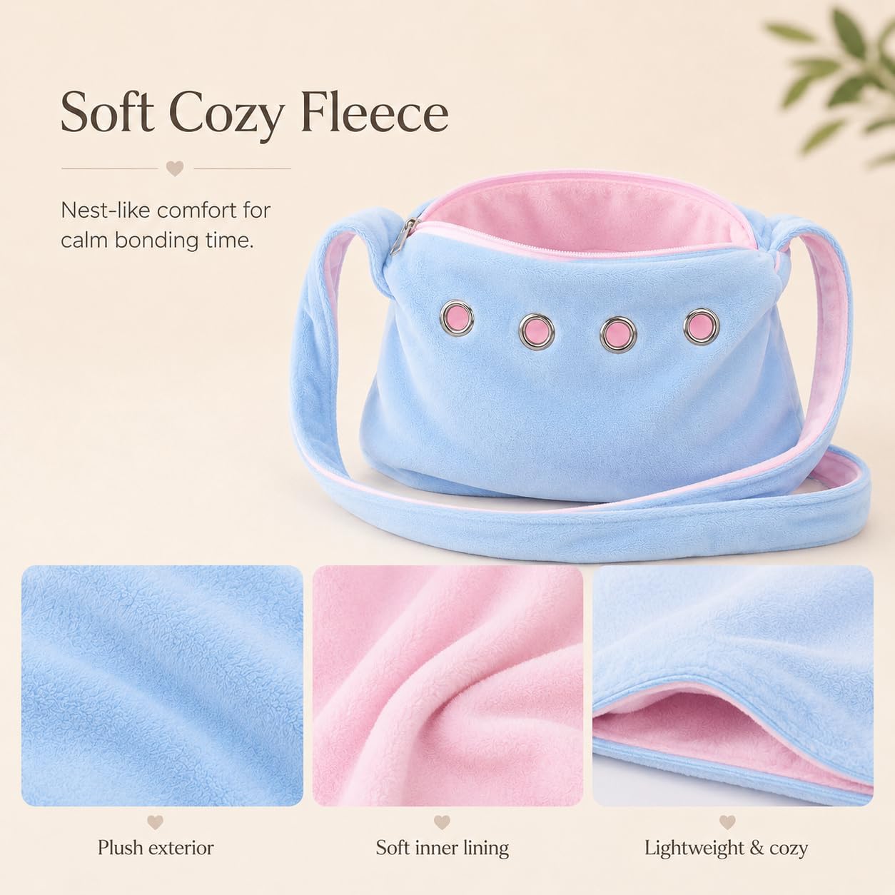 Meow&Woof Sugar Glider Bonding Pouch Small Pet Carrier Bag Sling with Strap Critter Cuddler for Gliders Ferret, Rat, Hedgehog, Hamster Outdoor-Blue - Image 4