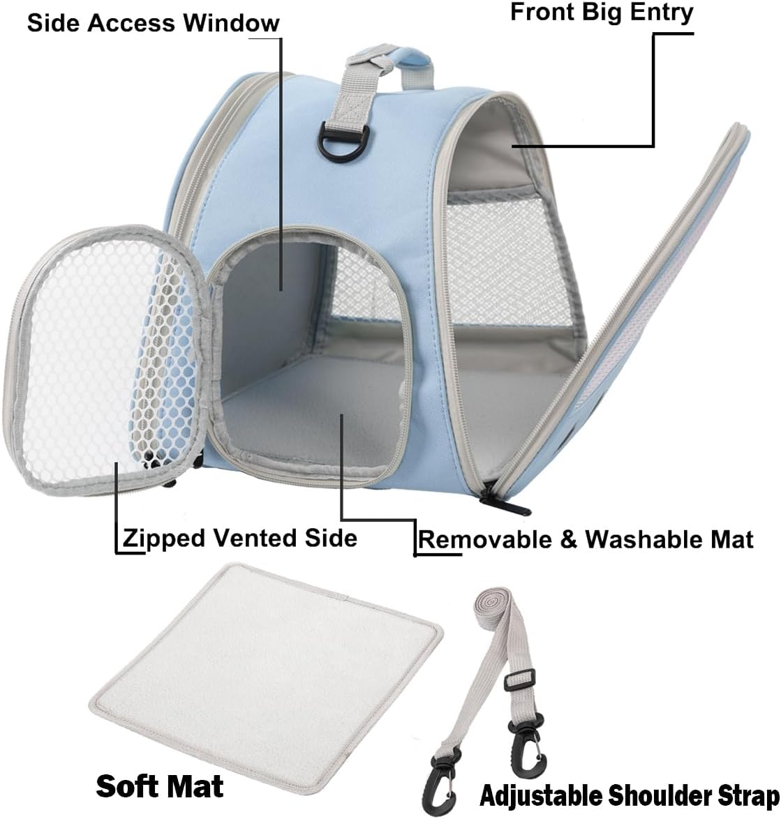 Rabbit Travel Carrier,Lizards Carrier, Small Animal Travel Bag for Bunny Sugar Glider Hedgehog Rat Parrot Bird Guinea Pig, Portable Guinea Pig Travel Cage for 2 - Image 4
