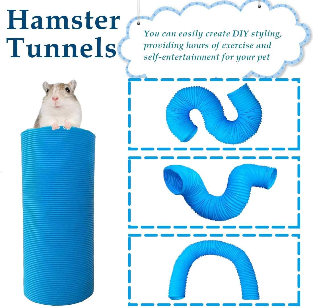 PINVNBY Hamster Fun Tunnels Pet Mouse Plastic Tube Toys Small Animal Foldable Exercising Training Hideout Tunnels for Guinea Pigs,Gerbils,Rats,Mice,Ferrets and Other Small Animals(2 PCS Blue) - Image 4