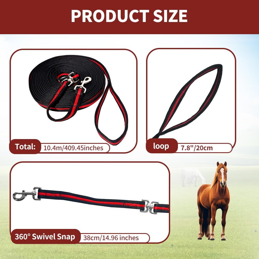 Lunge Line for Horse, Premium Equine Lunge Line with Swivel Bolt Snap for Accurate Equestrian Training, Competition, and Daily Use, 26 ft (8 Meters) - Image 2