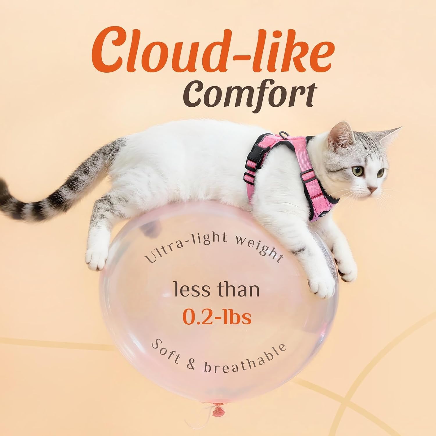 Dooradar Cat Harness and Leash Set, Escape Proof Safe Adjustable Kitten Vest Harnesses for Walking, Easy Control Soft Breathable Mesh Jacket with Reflective Strips for Cats, Pink, Xs - Image 6
