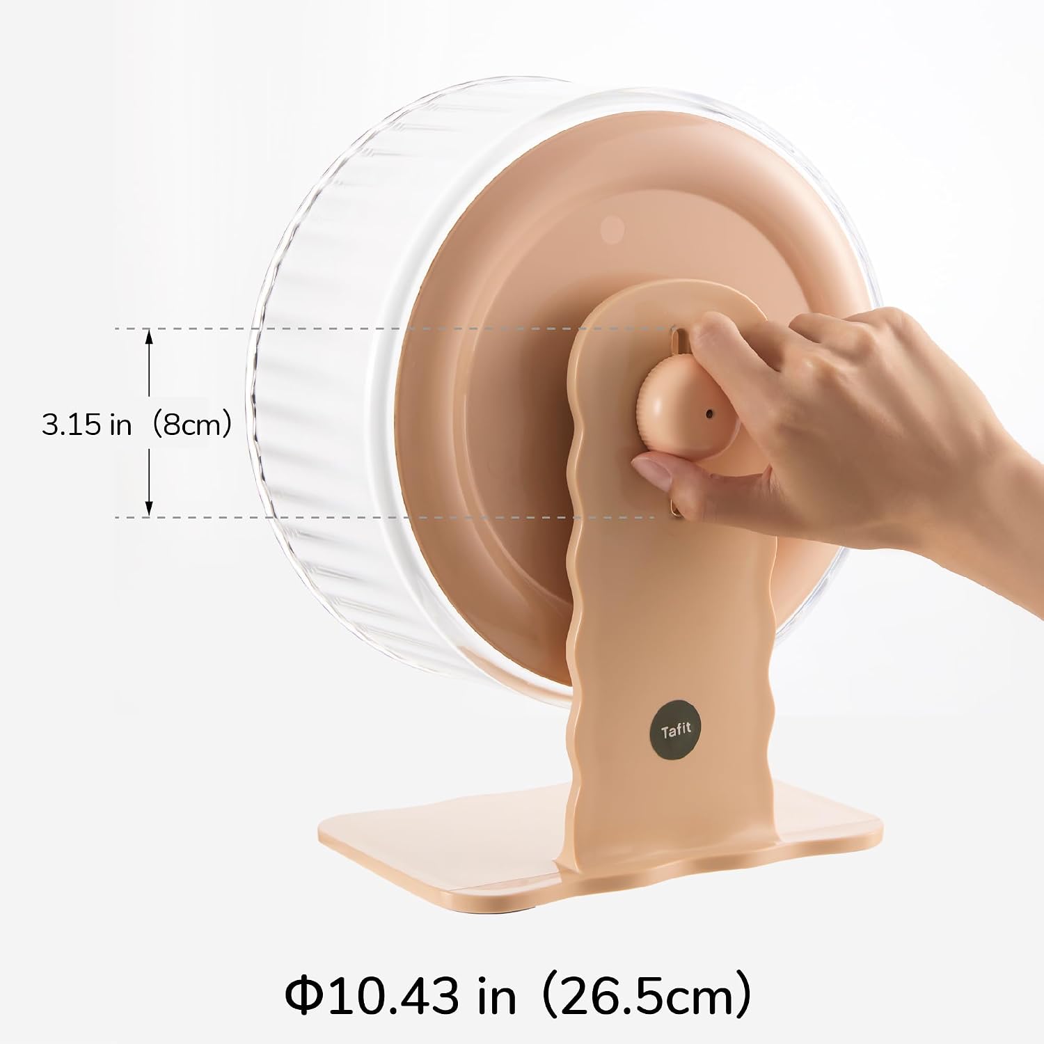 Silent Hamster Wheel 10.5 Inch Dual-Bearings Quiet Running Exercise Wheels with Wood Grain Backboard, Height Adjustable for Syrian Hamsters, Gerbils, Mice, Hedgehog, Lemmings, Warm Brown - Image 10