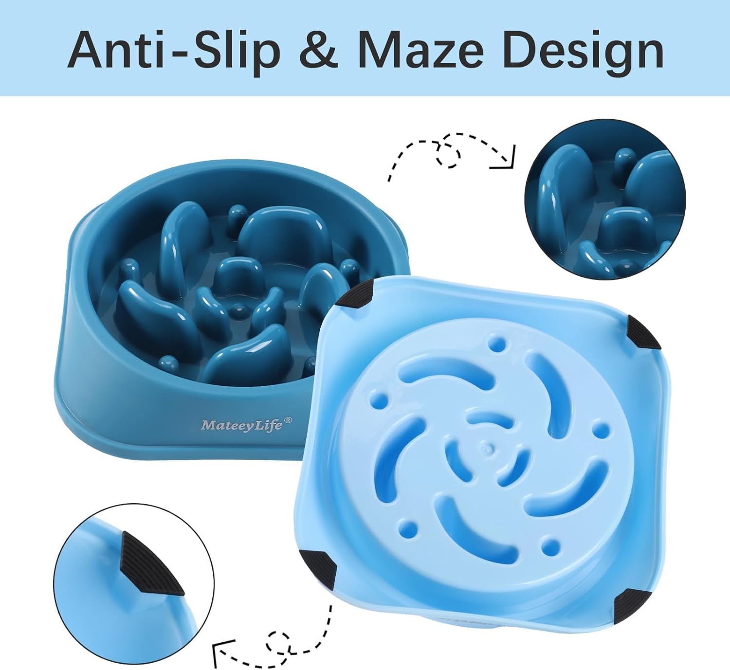 MateeyLife Slow Feeder Dog Bowls 2PCS, Anti-Choking Puzzle Dog Food Bowls, Anti-Slip Interactive Feeding Slow Down Eating, Bloat Stop Maze Dishes for Medium Breeds - Image 4