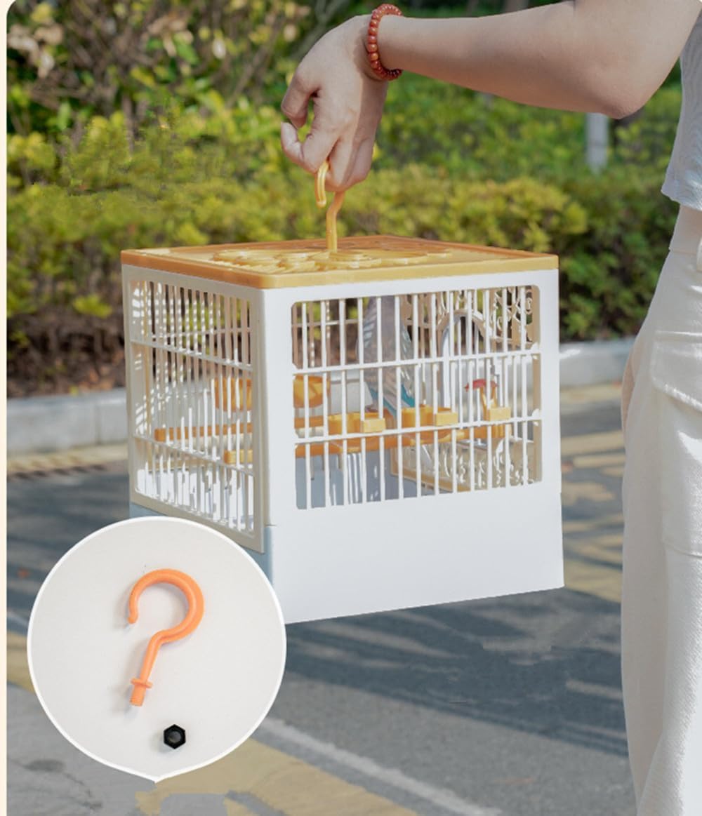 Portable Foldable Bird Cage - 360° Full View Bird Cage with Hook/Food Bowl/Perch, Slide-Out Tray for Easy Cleaning, Essential for Travel and Outings (Includes Carrying Hook) - Image 2