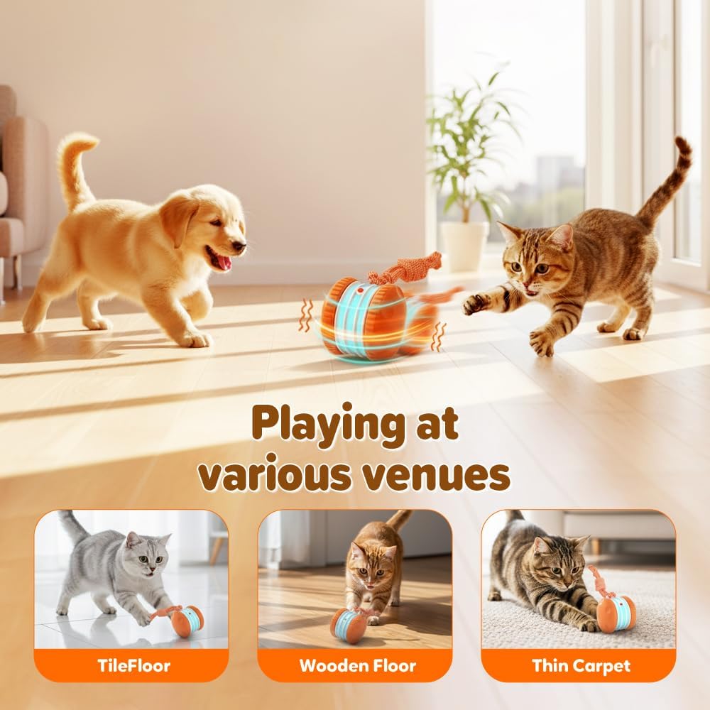 Interactive Dog Toy,2026 New Automatic Rolling Ball with Rope for Cat, Durable Dogs Rope Toy for Chewing and Playing, Dogs Ball Toy for Puppy Cats (Blue/1pcs) - Image 3