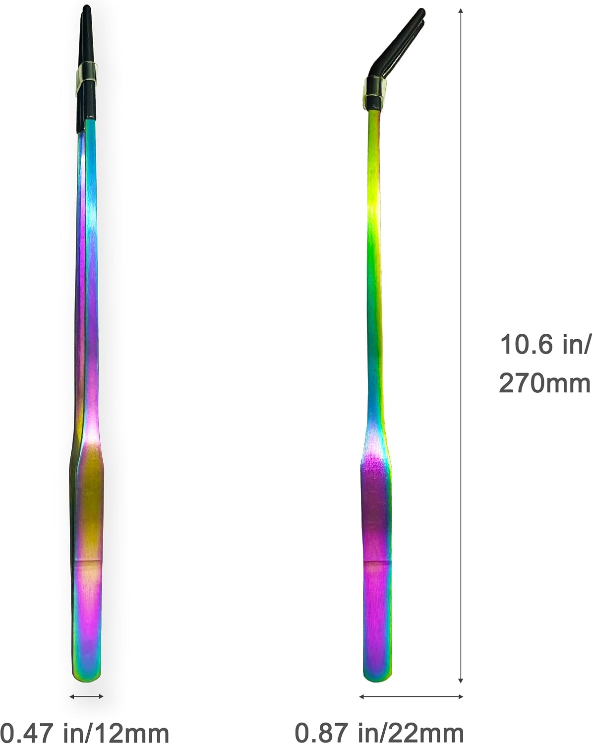 2 PCS Long 10.6" Stainless Steel Reptile Feeding Tongs with Rubber Tip, Straight & Curved Tweezers for Aquariums & Crafts, Feeder Tools for Bearded Dragon, Lizards Snake, Terrarium Supplies (Colorful) - Image 3