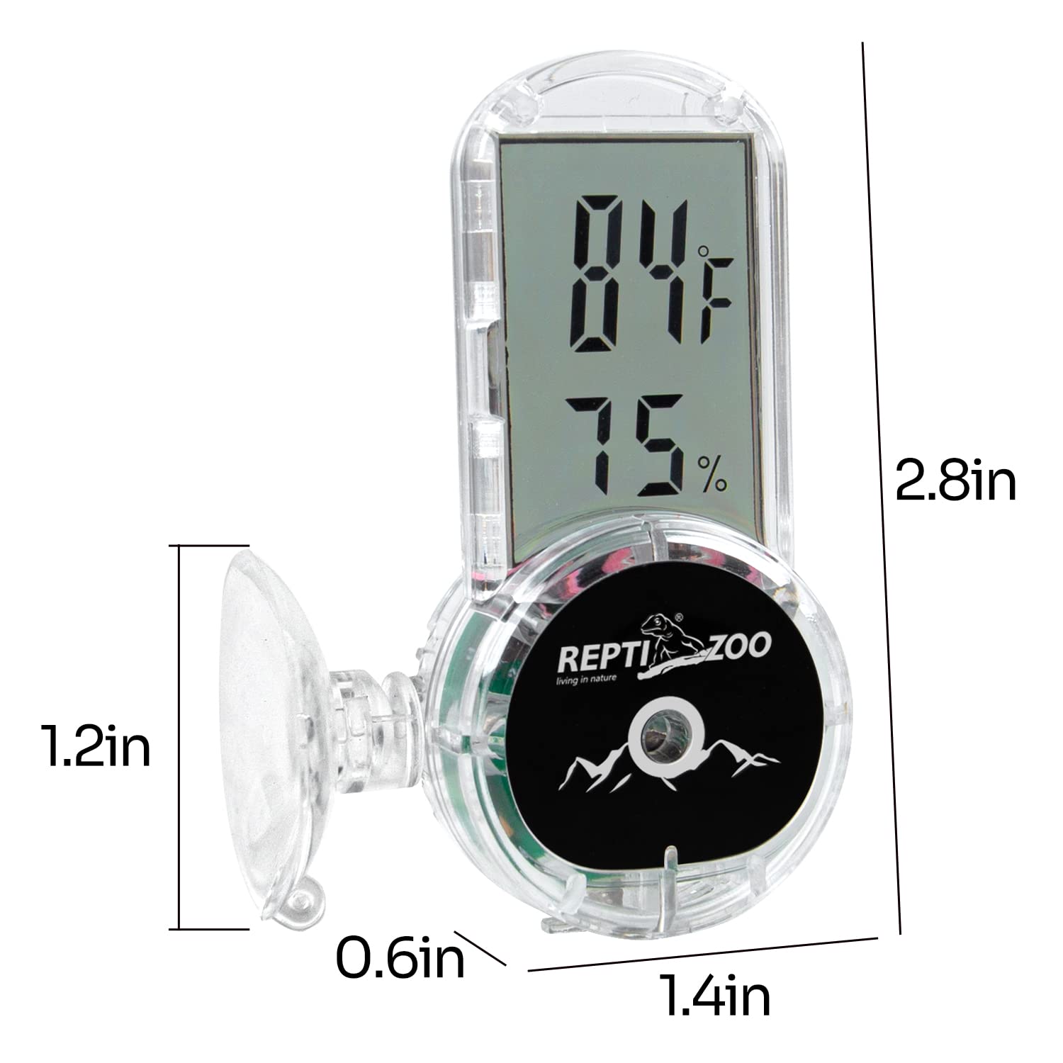 REPTI ZOO Upgraded Reptile Terrarium Thermometer Hygrometer,Digital Pet Temperature and Humidity Gauge with Suction Cup for Reptile Rearing Box Tank,4-Sides Mounting - Image 4
