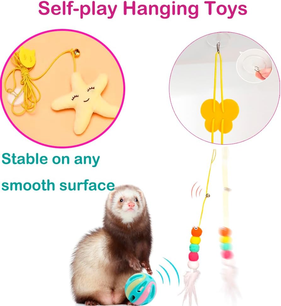 14 pcs Ferret Squeaky Toys Set Rubber Balls Ferret Teeth Grinding Chewing Balls Teething Bouncy Bell Ball Interactive Sound Squeaker Toy Exercise Scratch Chew Toy for Ferrets Pet Cat Dog Small Animals - Image 3