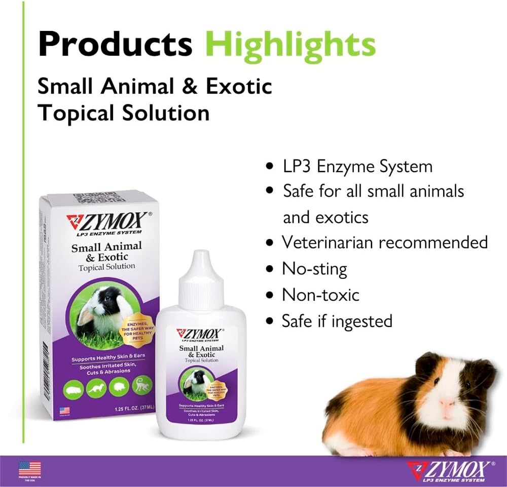 Zymox Small Animal & Exotic Topical Solution, 1.25 oz. – Supports Healthy Skin & Ears for Dog, Cat, Rabbit, Guinea Pig, Ferret, Hamster, Chinchilla, Monkey - Image 4
