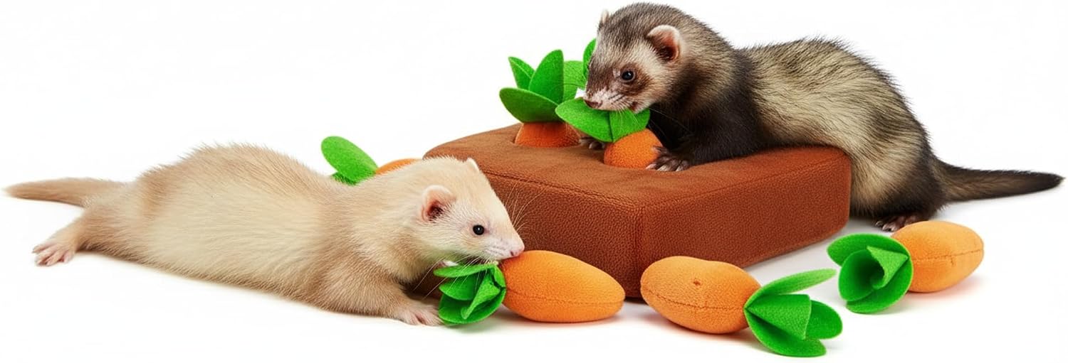 Ferret Foraging Toys Novelty Carrot Snuffle Mat Interactive Pet Treat Enrichment Toys for Small Animals Bunny Rabbit Chinchilla Guinea Pig Hamster (6Carrot) - Image 5