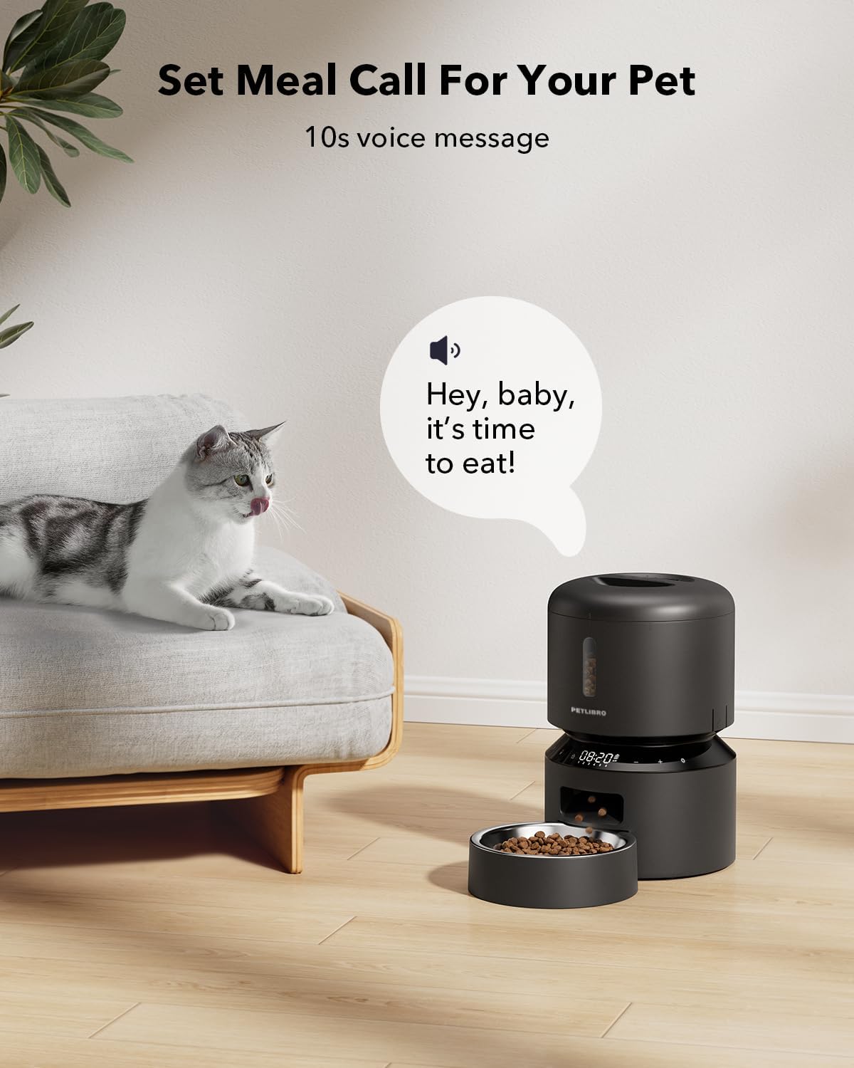 PETLIBRO Automatic Cat Feeder – 3L Programmable Pet Food Dispenser with Airtight Storage, Timed Portion Control, Voice Meal Call & Dual Power Supply, Clog-Free Healthy Feeding for Cats & Small Dogs - Image 3