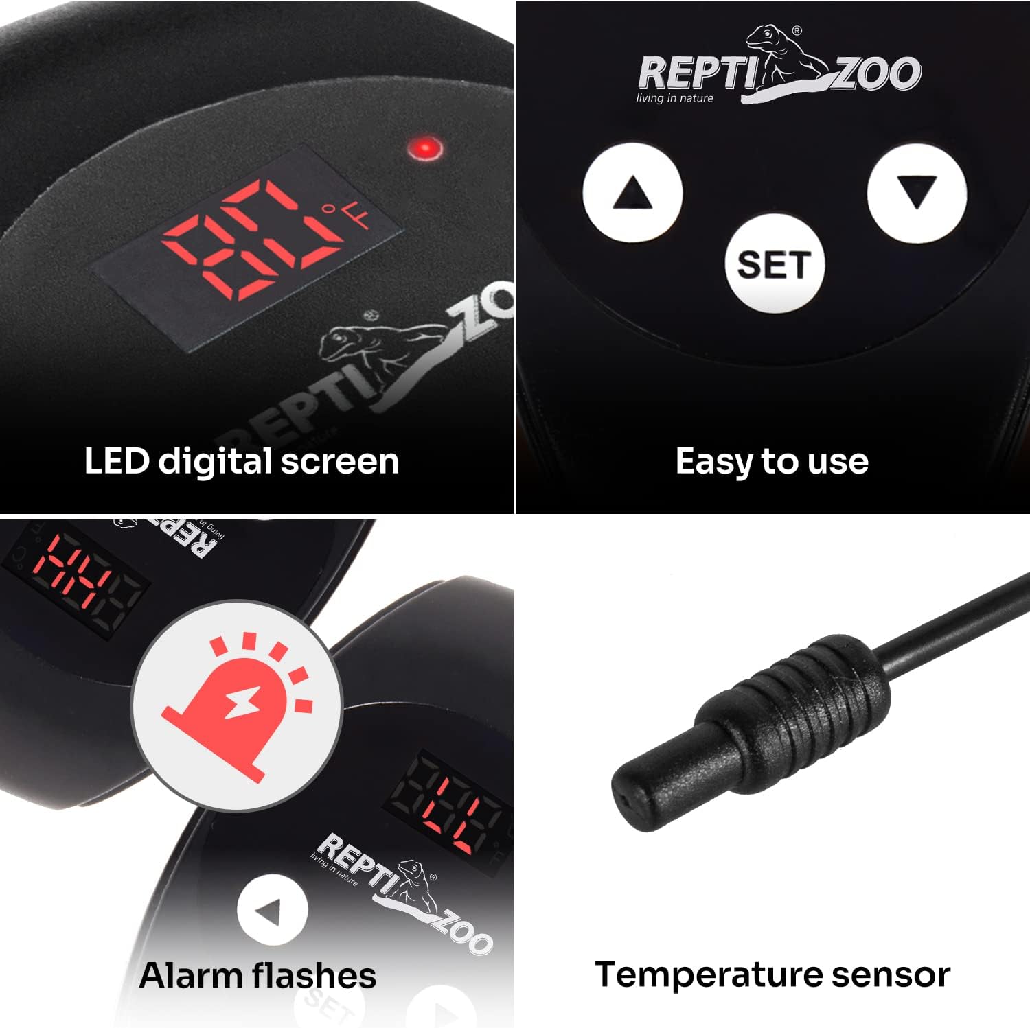 REPTI ZOO Reptile Light Fixture with Dimming Thermostat, 5.5 Inch Deep Dome Lamp Fixture with Temperature Controller for Reptile Heat Lamp Bulb, Max 100W - Image 4