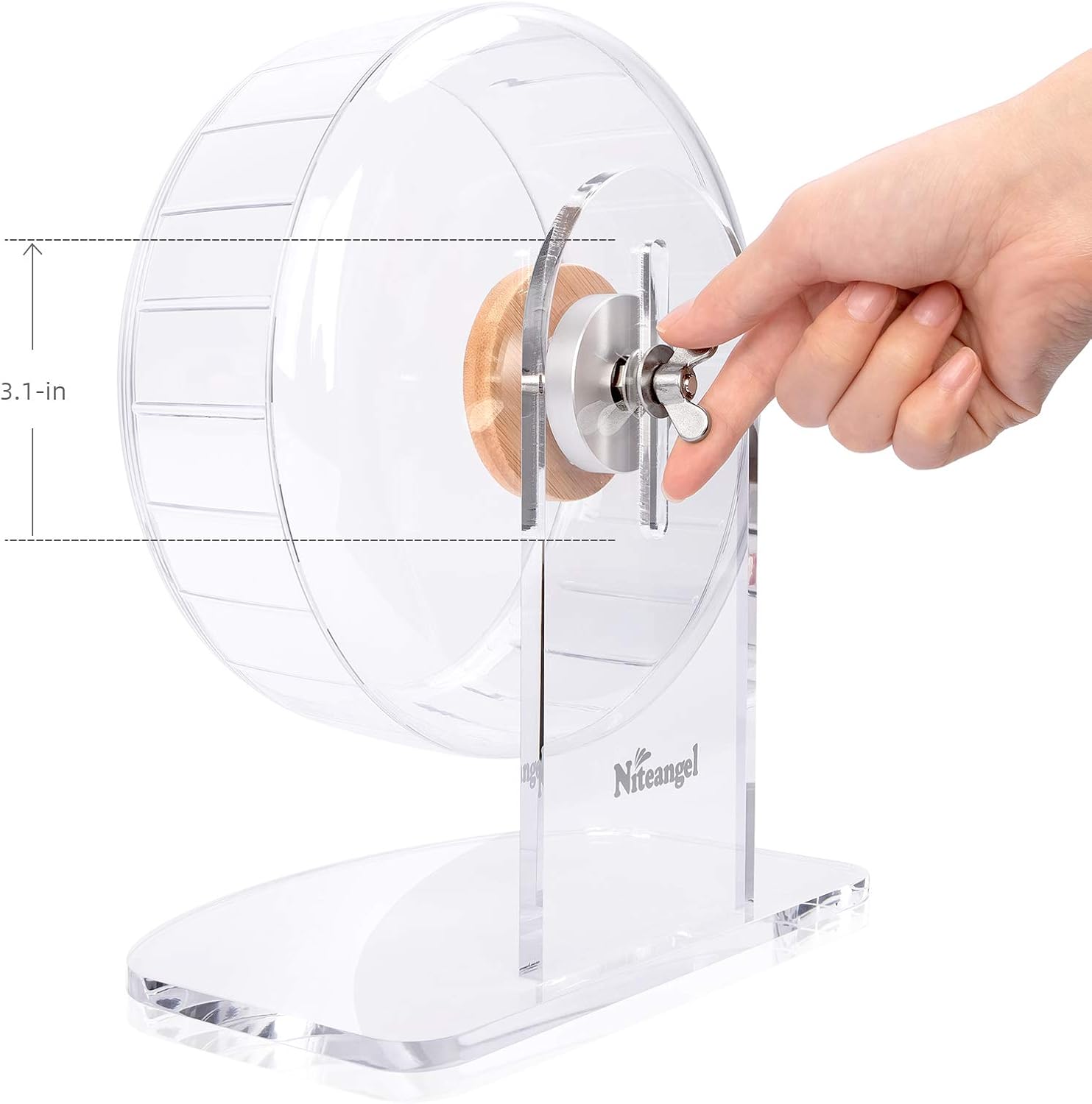 Niteangel Super-Silent Hamster Exercise Wheels: - Quiet Spinner Hamster Running Wheels with Adjustable Stand for Hamsters Gerbils Mice Or Other Small Animals (S, Transparent) - Image 6