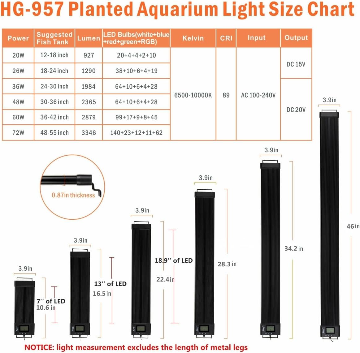 hygger Auto On Off LED Aquarium Light Dimmable 7 Colors Full Spectrum Fish Tank Light Fixture for Freshwater Planted Tank Build in Timer for 36-42 Inch Long Aquariums - Image 6