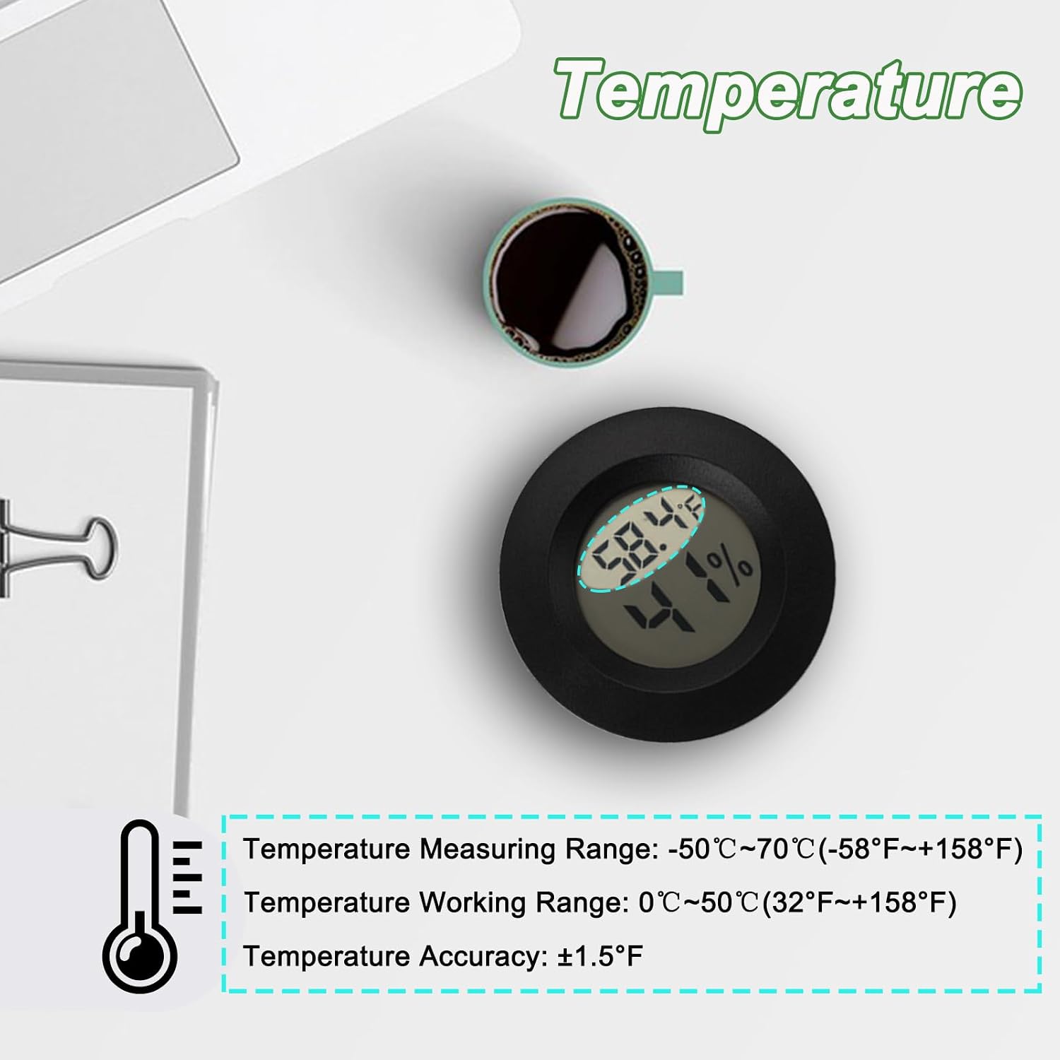 Mini Hygrometer Thermometer Digital Humidity Meter Indoor/Outdoor Humidity Monitor Reptile Thermometer for Greenhouse Garden Cellar Fahrenheit(℉)/ Celsius(℃) 2 Pack - Image 4