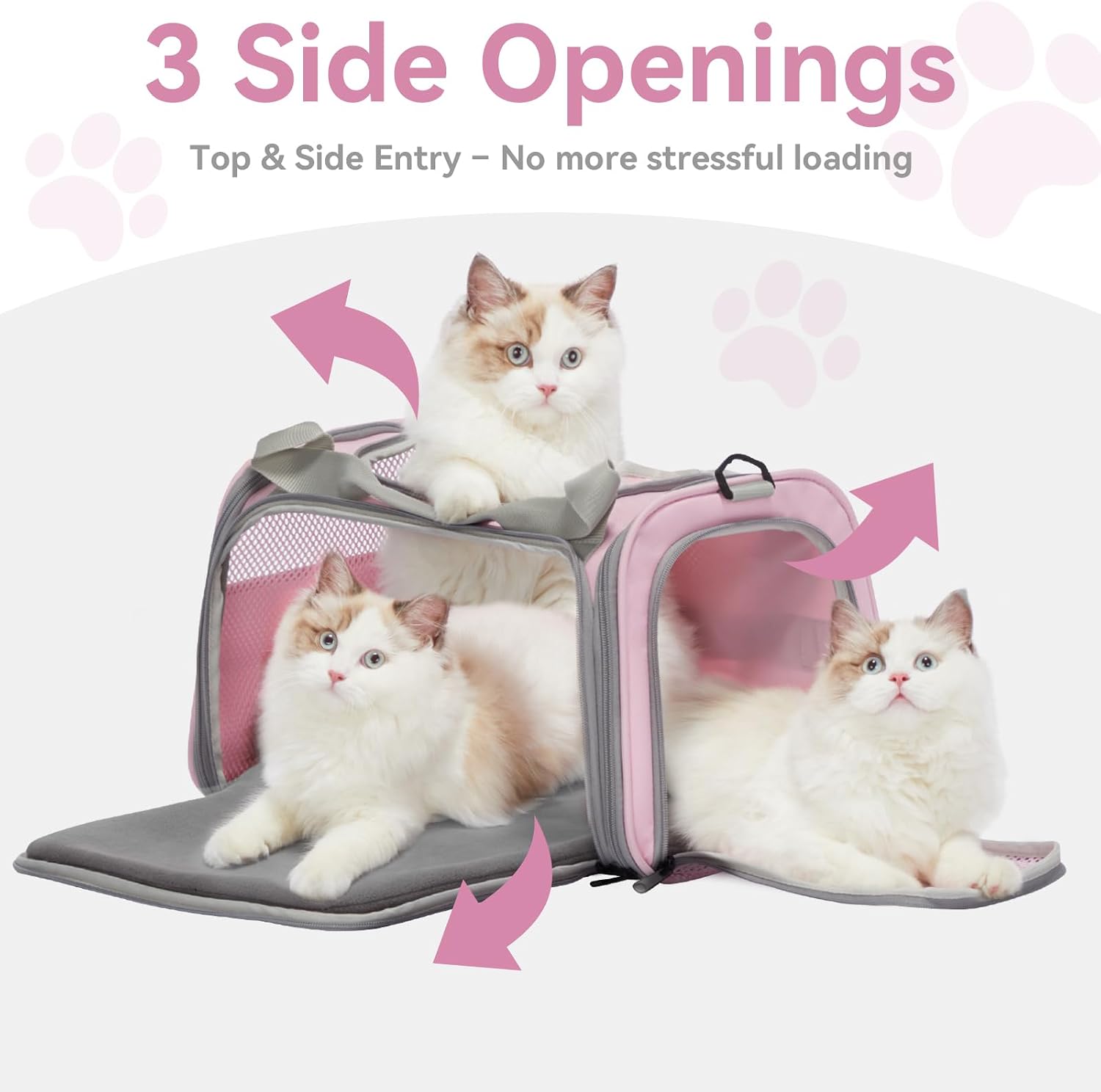 Airline Approved Cat Carrier 17.5×10.5×10.5 in, Escape-Proof Design with Locking Zippers & Safety Leash, Easy-Access 3-Way Entry, Washable Mat, Gift-Ready Holiday Choice for Cats up to 12 lb - Image 4