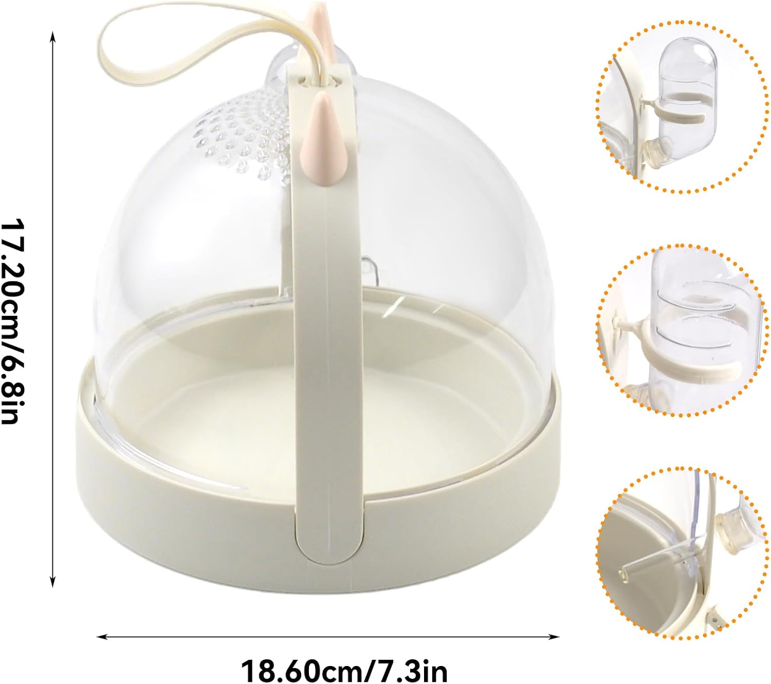 Hamster Portable Cage Travel Case,Hamster Carrying Cage High Permeability Guinea Pig Travel Cage with Water Bottle Travel Carrier for Gerbils Mice Guinea Pigs Sugar Glider(White) - Image 2