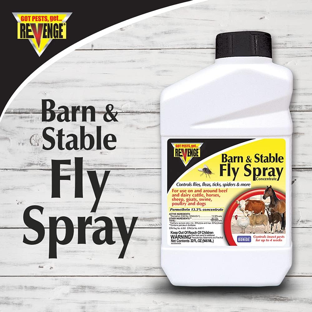 Revenge Barn & Stable Fly Spray, 32 oz Concentrate Long Lasting Insecticide for Flea and Tick Control Indoors and Outdoors - Image 2