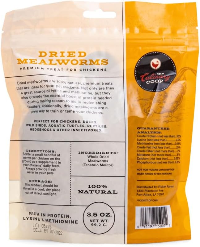 Fluker's Culinary Coop Premium Chicken Treats, Mealworms 3.5 oz, High Protein Worm, Nutritious Treat - Image 2