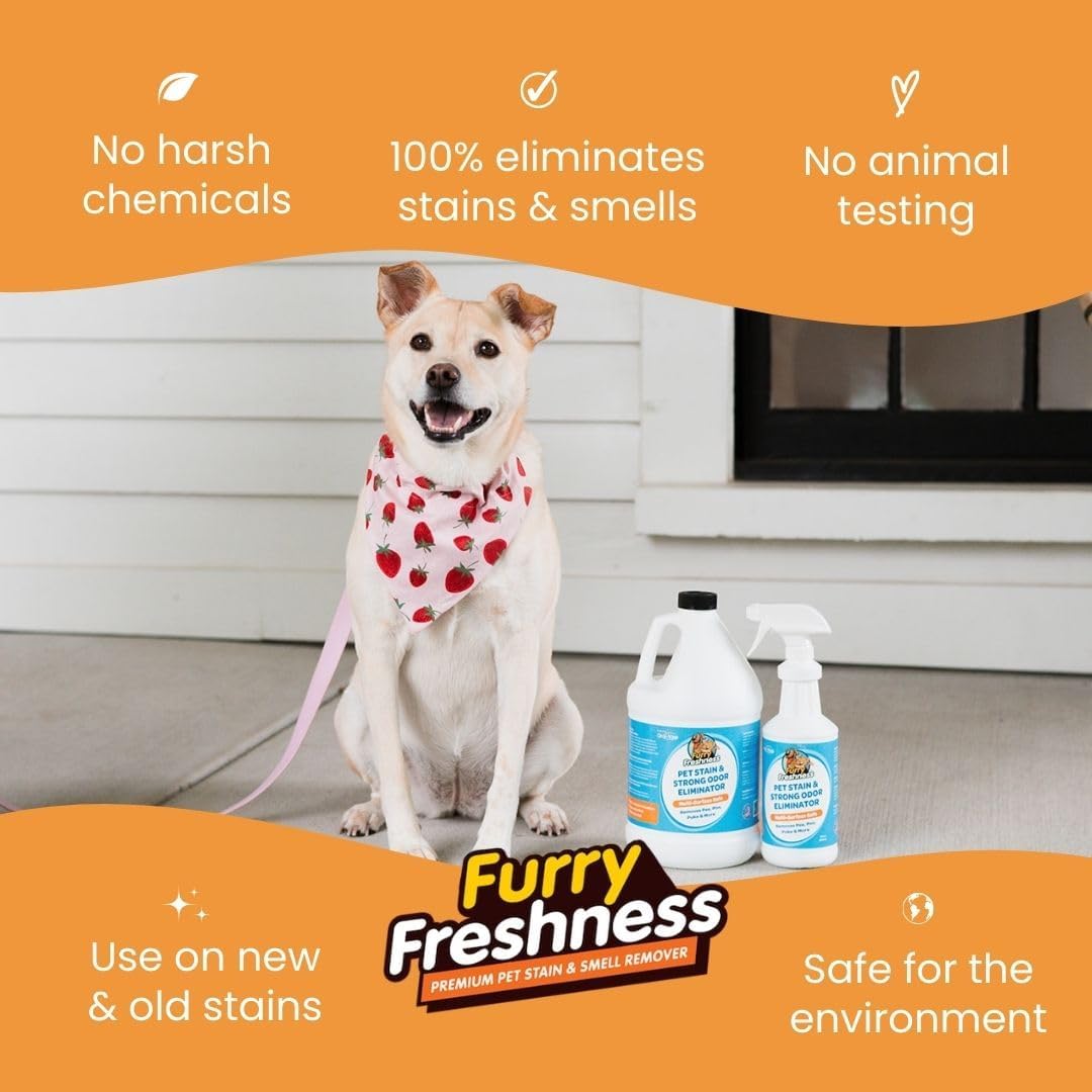 FurryFreshness Extra Strength Cat or Dog Pee Stain & Permanent Odor Remover + Smell Eliminator -Removes Stains from Pets & Kids Including Urine or Blood- Lifts Old Carpet Stains- 32oz Spray - Image 3