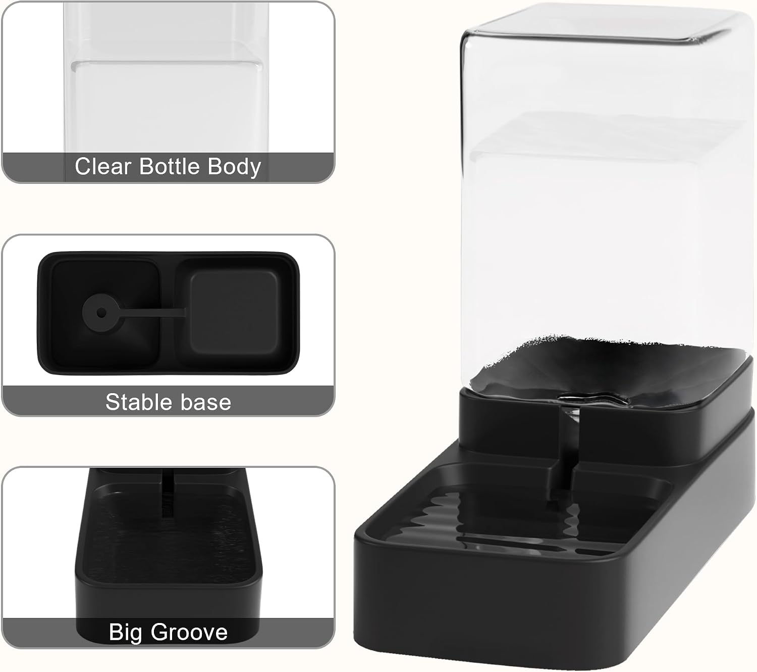 Automatic Cat Feeder and Water Dispenser in Set with Pet Food Bowl,Gravity Dog Waterer and Food Feeder for Small Medium Dog Cat Puppy Kitten Large Capacity(3.3L,Black) - Image 5