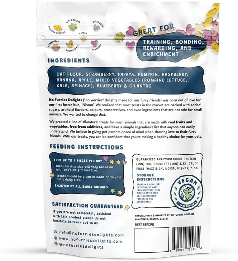 Treats, 100% All Natural Mini Bites for Rabbit Hamster Guinea Pig Chinchilla Pet Rat Mice Gerbil Bird Healthy Enrichment Bonding Rewarding Training Nature's Bites Variety Pack 50g - Image 2