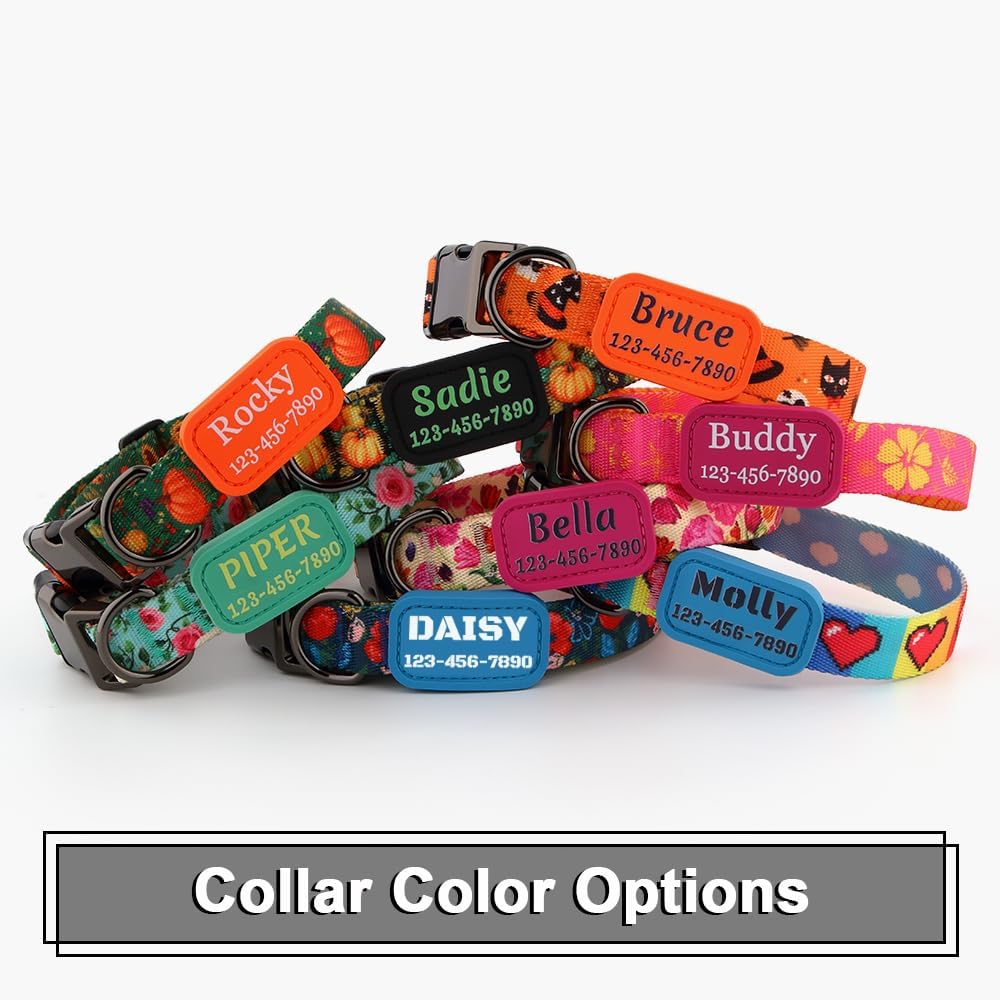 Personalized Floral Dog Collar with Name and Phone Number | Durable Metal Buckle | Cute Flower Girl Boy Dog Collar | Adjustable for Large Medium and Small Dogs - Image 4