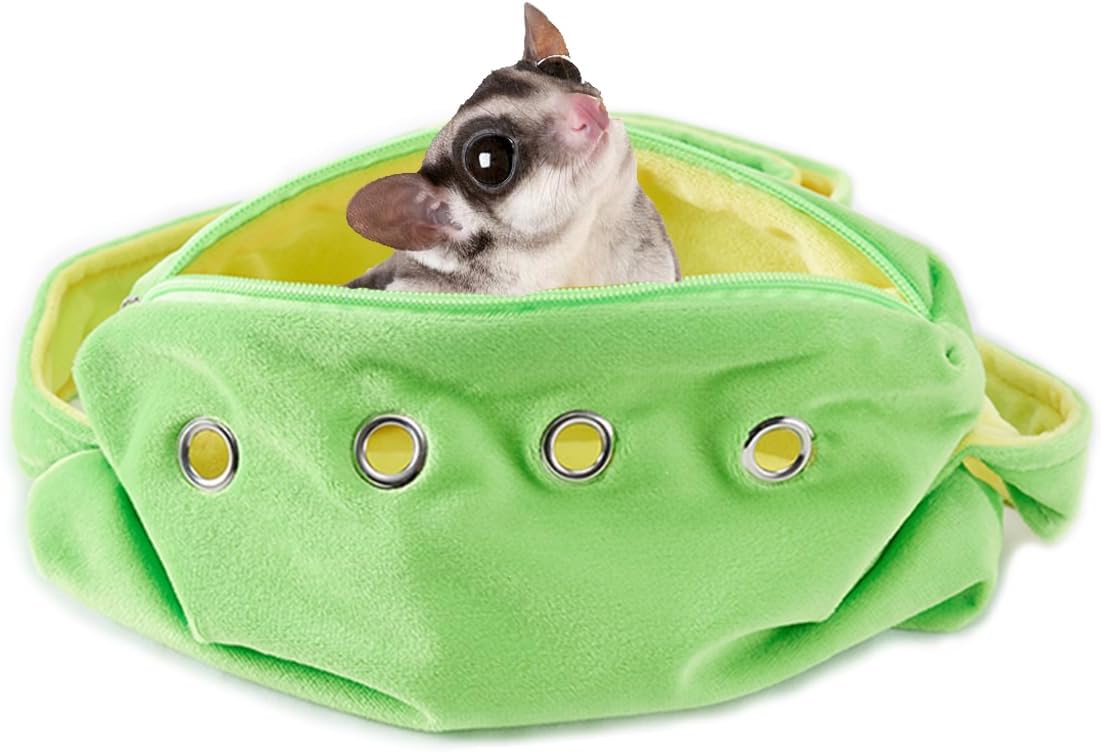 Meow&Woof Sugar Glider Bonding Pouch Small Pet Carrier Bag Sling with Strap Critter Cuddler for Gliders Ferret, Rat, Hedgehog, Hamster Outdoor-Green - Image 8
