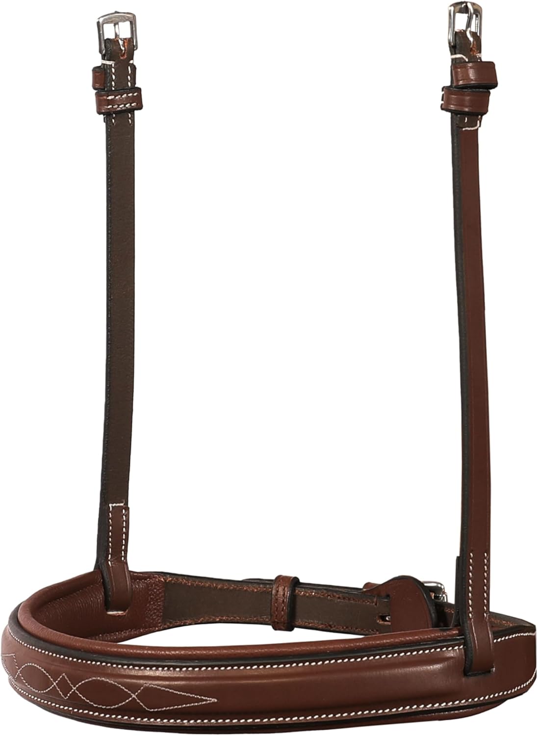 Exion Hunter Anatomic English Bridle for Horses – Padded Fancy Stitched Leather Bridle with Braided Reins – Ergonomic Poll Relief Crownpiece Horse Tack, Havana Brown, Cob Full Oversize - Image 4