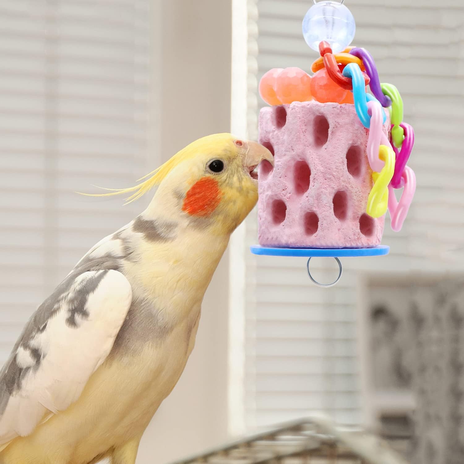 Wontee Bird Beak Grinding Parakeet Treats Bird Calcium Chewing Toy for Budgies Parakeet Cockatiel Conure Hamster (Random Color) (Small (1 pc)) - Image 3