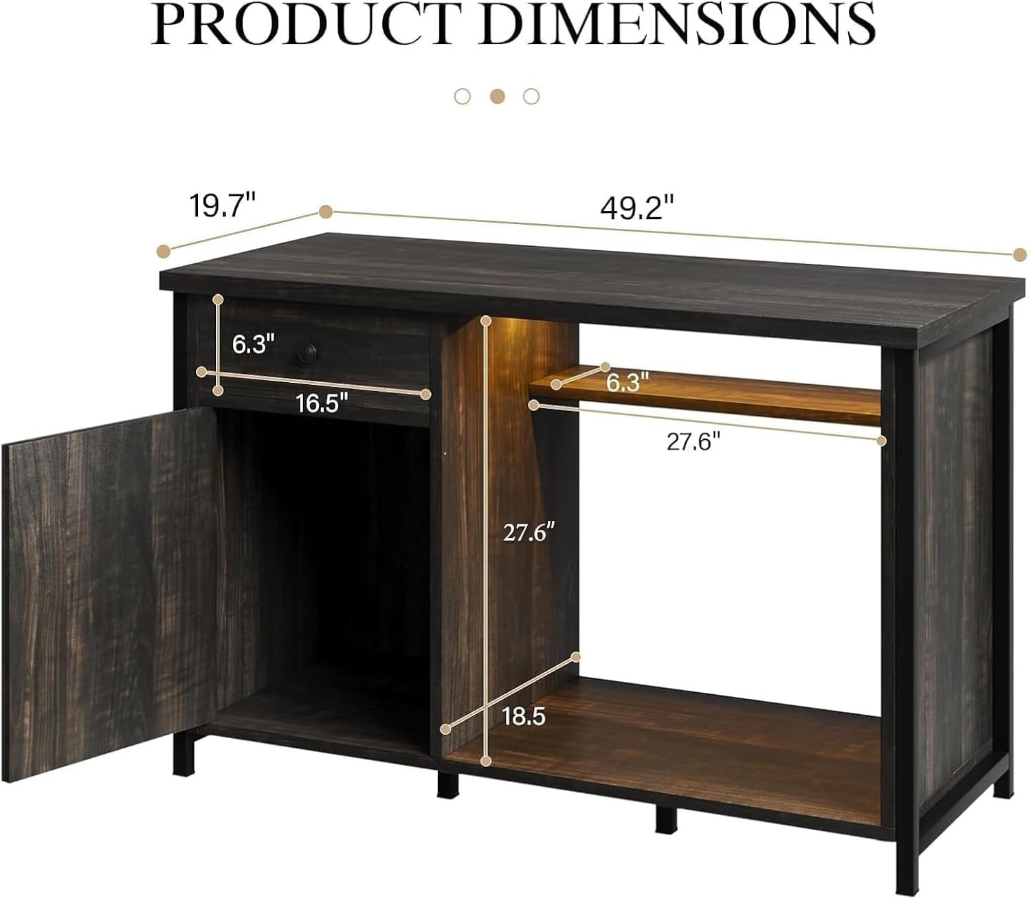 4ever2buy 55-75 Gallon Fish Tank Stand with Power Outlets, LED Light, Heavy Duty Aquarium Stand with Cabinet for Fish Tank Accessories Storage, for Turtle Tank, Reptile Terrarium, 1100LBS, Oak - Image 2