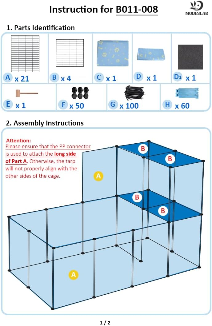 2-Story Guinea Pig Cages with Tarp, Large C&C Loft Cage for Rabbit Bunny Puppy Small Animal Indoor Dog Playpen Pet Exercise Enclosure, 25 Panels - Image 8