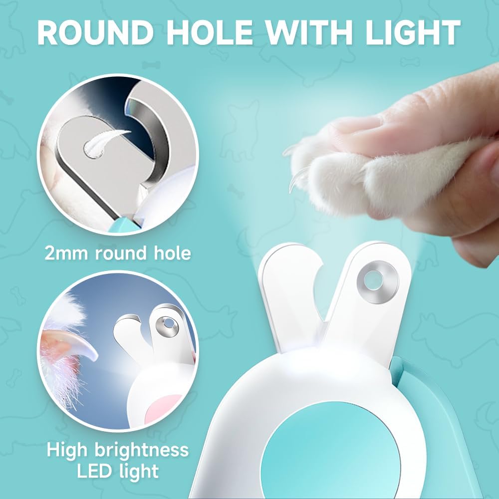 Pet Nail Clippers,2026 New Cat Nail Clipper with LED Light,Professional Claw Trimmer,Easy and Pain-Free Grooming Tool for Tiny Kitten Bunny Rabbit Bird Guinea Pigs Ferret Hamsters (A-Pink/1pcs) - Image 2