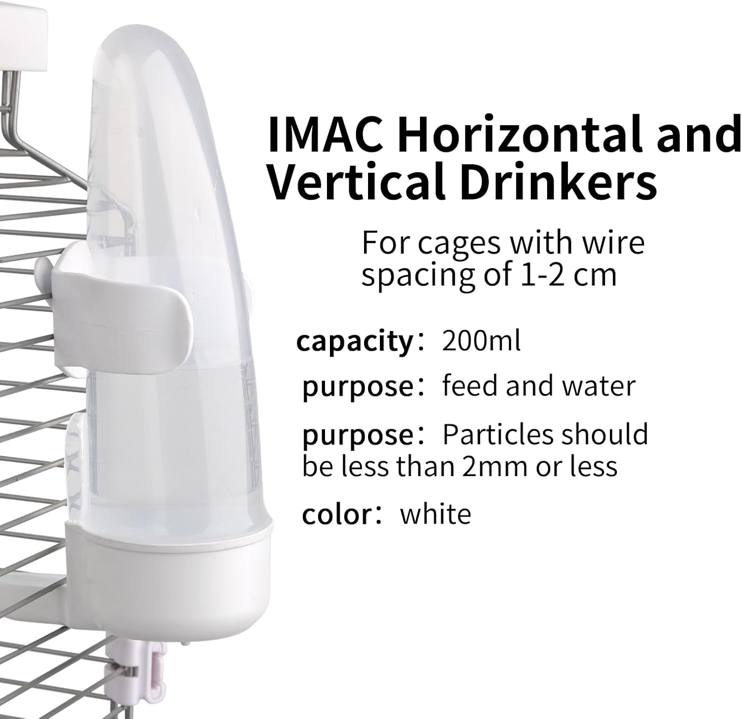 Bird Feeder Automatic Bird Water Dispenser Set for Cage No Mess Parakeet Cage Water Dispenser PP Material, 200ml/6.8fl oz (2PCS) - Image 2
