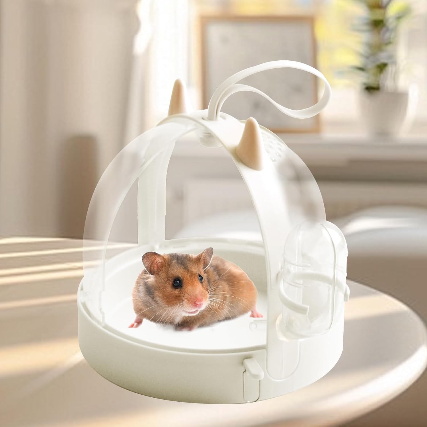 Hamster Portable Cage Travel Case,Hamster Carrying Cage High Permeability Guinea Pig Travel Cage with Water Bottle Travel Carrier for Gerbils Mice Guinea Pigs Sugar Glider(White) - Image 4