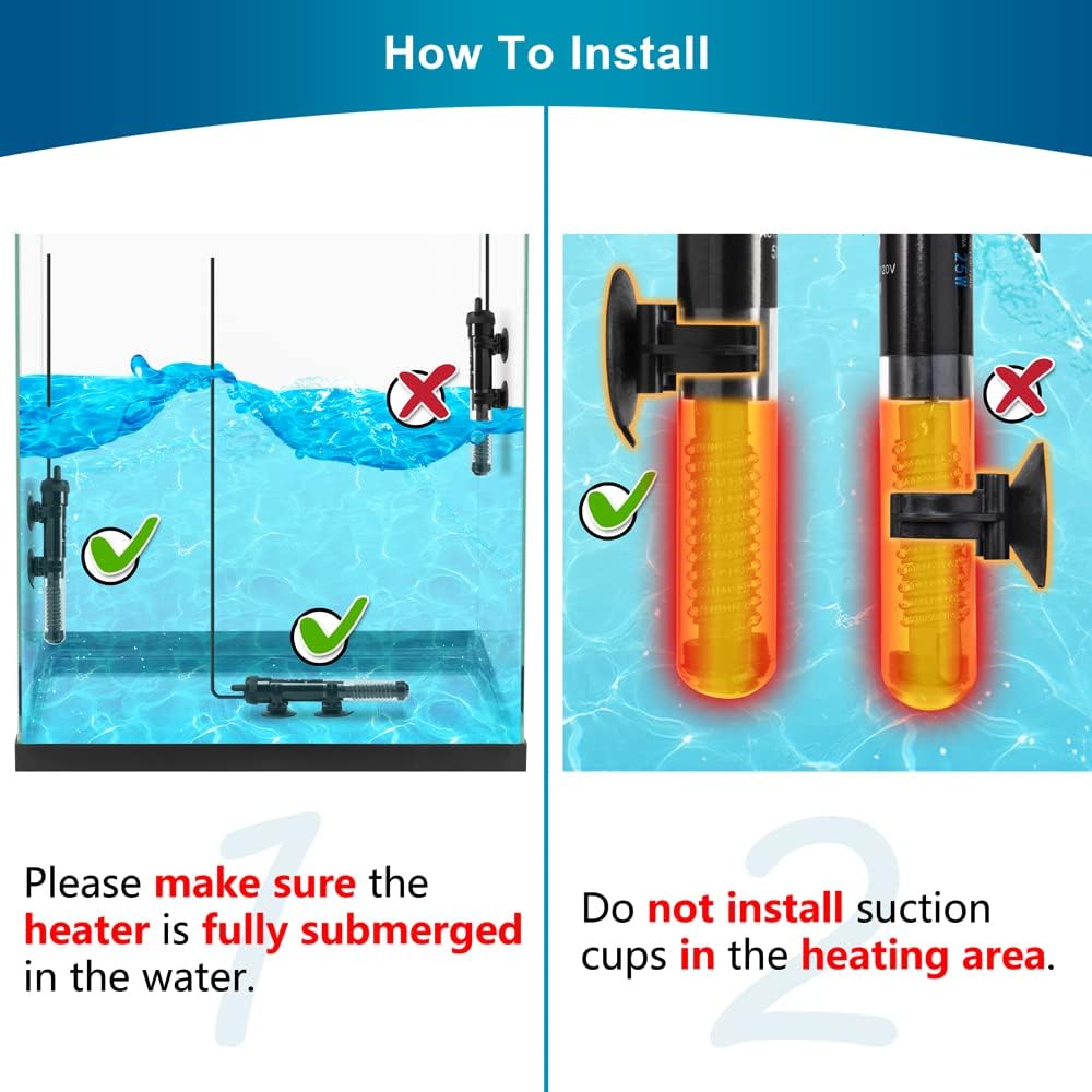 DaToo Aquarium Heater Adjustable 50W Submersible Fish Tank Heater with Electronic Chip Thermostat Suitable for Marine Saltwater and Freshwater - Image 6