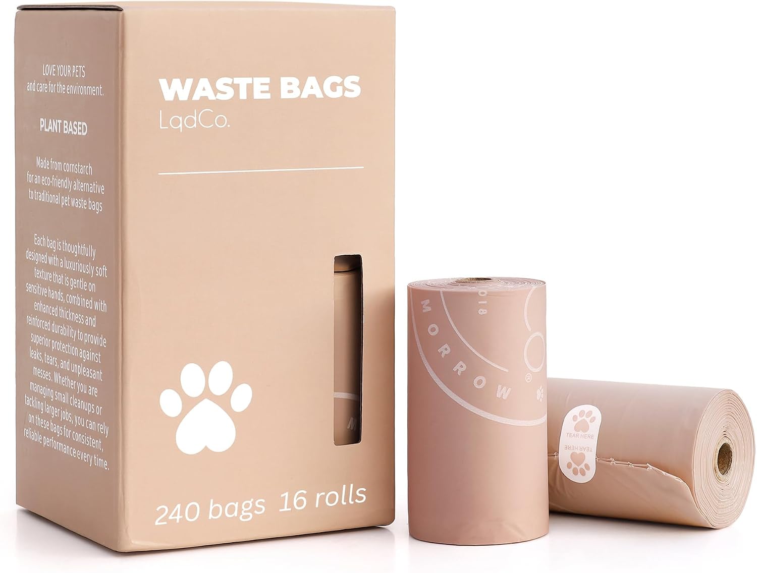 Bio-Based Dog Poop Bags, Silky Soft & Leak-Proof, Lavender-Scented, Made from Cornstarch 16 Rolls, 240 Bags