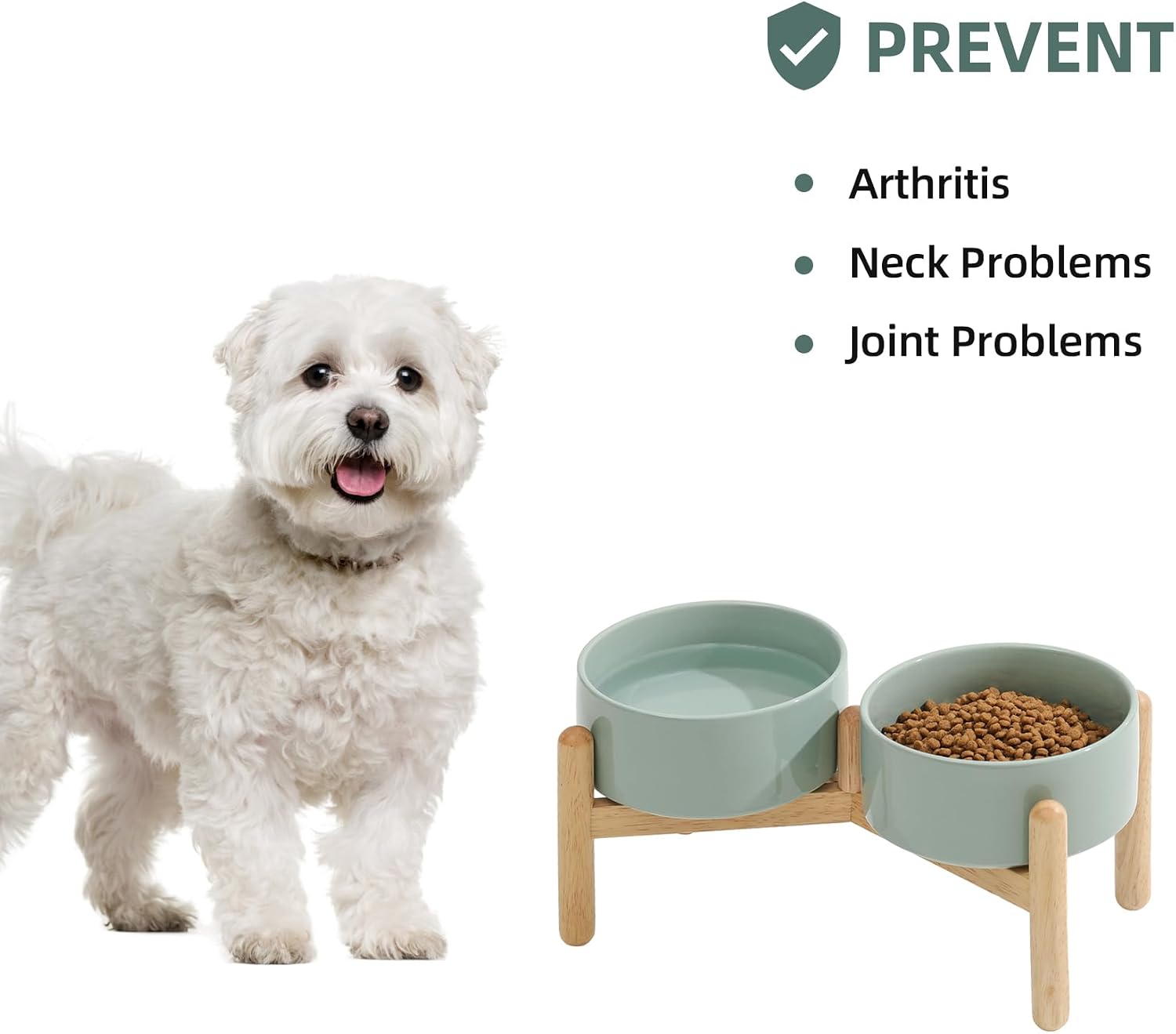 Havniva 6.1inch Ceramic Raised Dog Bowl with Stand, Double Dog Bowls Elevated for Small and Medium Breed Dog Food and Water Bowl Set Non-Slip Dog Dish Large Capacity Feeding Pet Water Bowl - Image 5