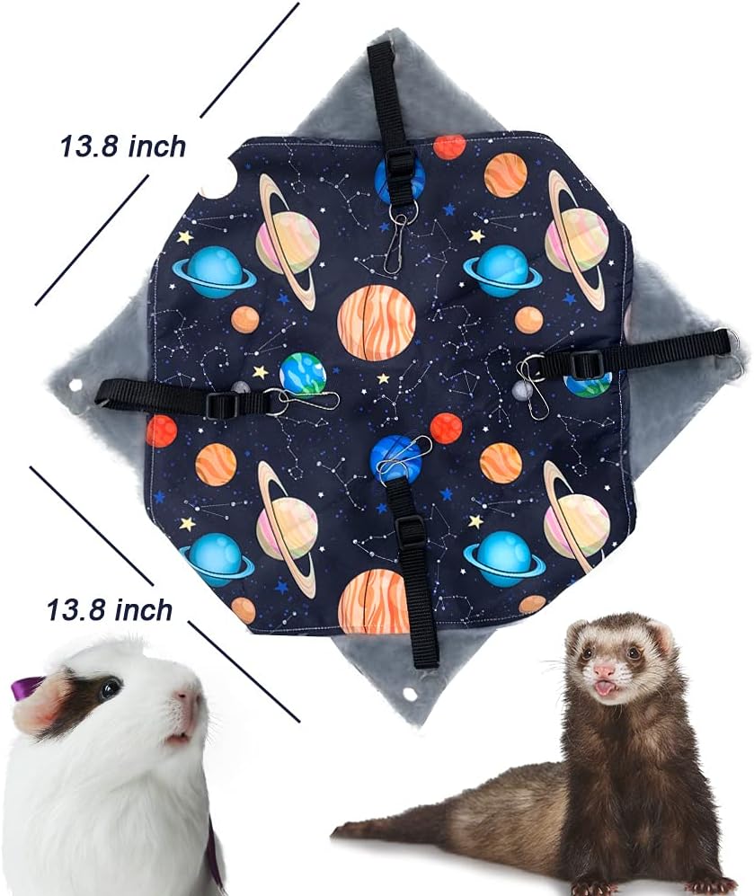 Ferret Rat Hammock Tent Hanging Tunnel Cage Accessories Set for Small Pets,Cage Decorations for Ferrets Rats (Galaxy Black) - Image 2