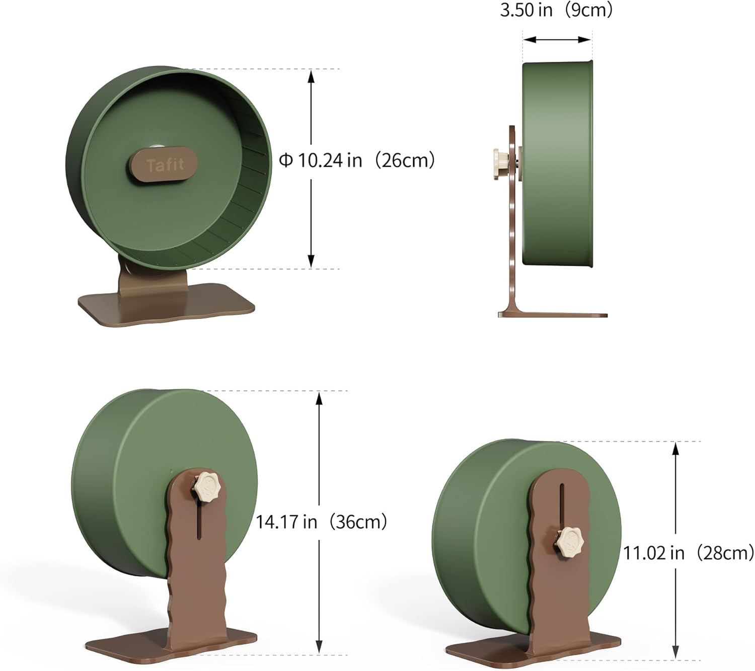 Quiet Hamster Wheel 10.2 Inch Dual-Bearings Silent Small Animals Running Exercise Wheel Height Adjustable for Syrian Hamsters, Gerbils, Rats, or Other Small Pets, Avocado Green - Image 7